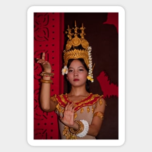 Cambodia. Siem Reap. Portrait of a Dancer. Sticker